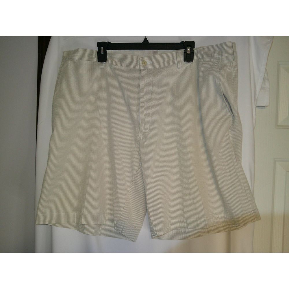 PGA‎ Tour Men's Seersucker Golf Shorts Beige Striped Casual Summer Wear